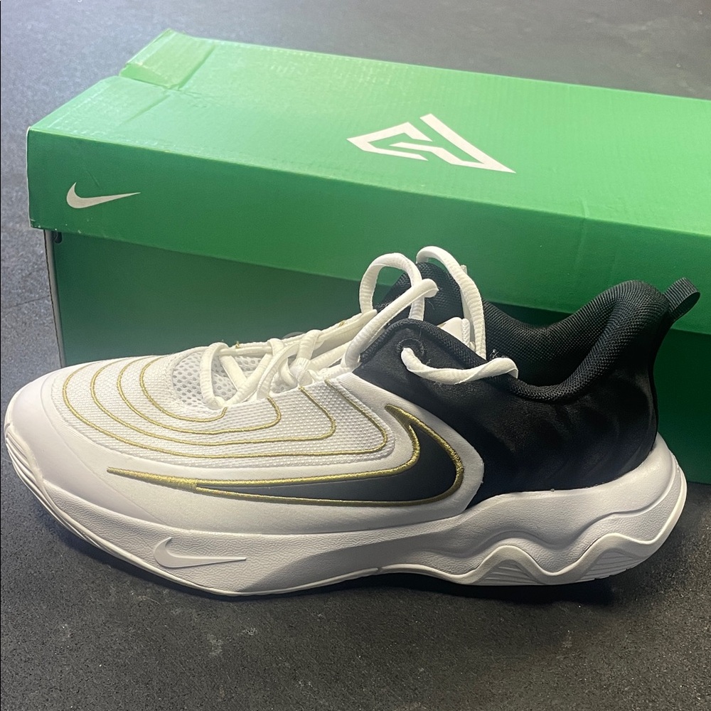 New!! Nike White and Black Sneakers with Gold Details